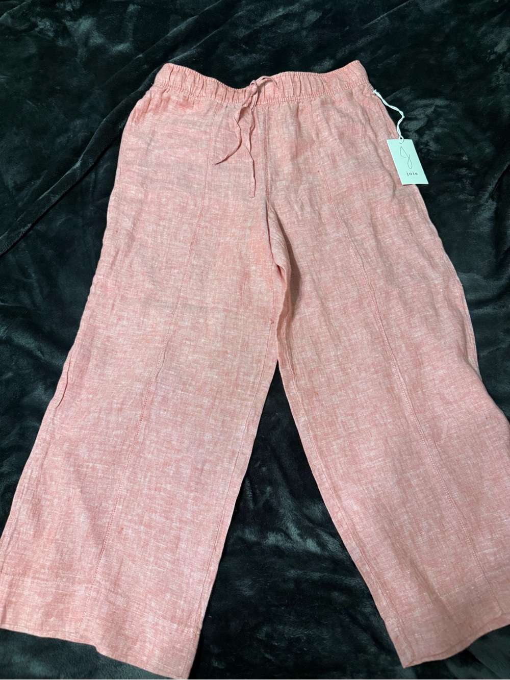 Euro summer style Wide-Leg 100% Linen Pants in Red Rose - Picture 5 of 9